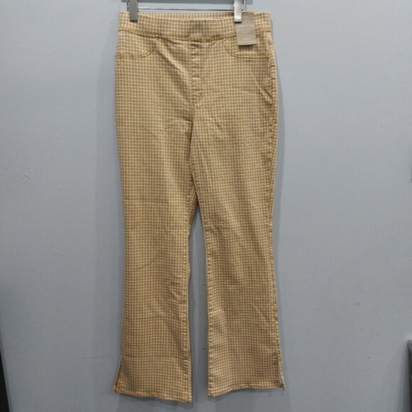 Madewell Pull-On Skinny Flare Jeans in Mini Check Plaid Autumn Gold Yellow 31 - Picture 2 of 8